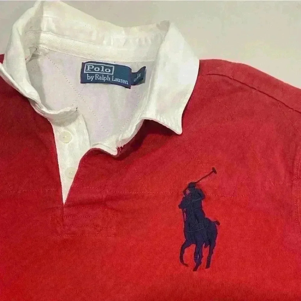 Ralph Lauren Polo men’s red Long sleeve Big Pony Polo Shirt - Picture 4 of 5
